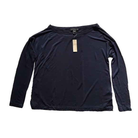 NWT JCrew Supersoft Tencel Tee T Shirt Top Womens XXS Navy Blue Long Sleeve NEW - Picture 1 of 11